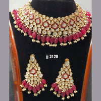 Jain Jewellers Gold Plated Kundan Stone Necklace Set