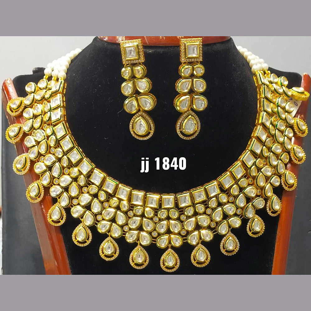 Jain Jewellers Gold Plated Kundan Stone Necklace Set