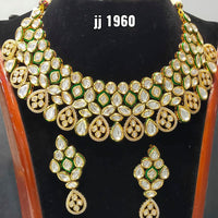 Jain Jewellers Gold Plated Kundan Stone Necklace Set