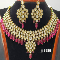 Jain Jewellers Gold Plated Kundan Stone Necklace Set