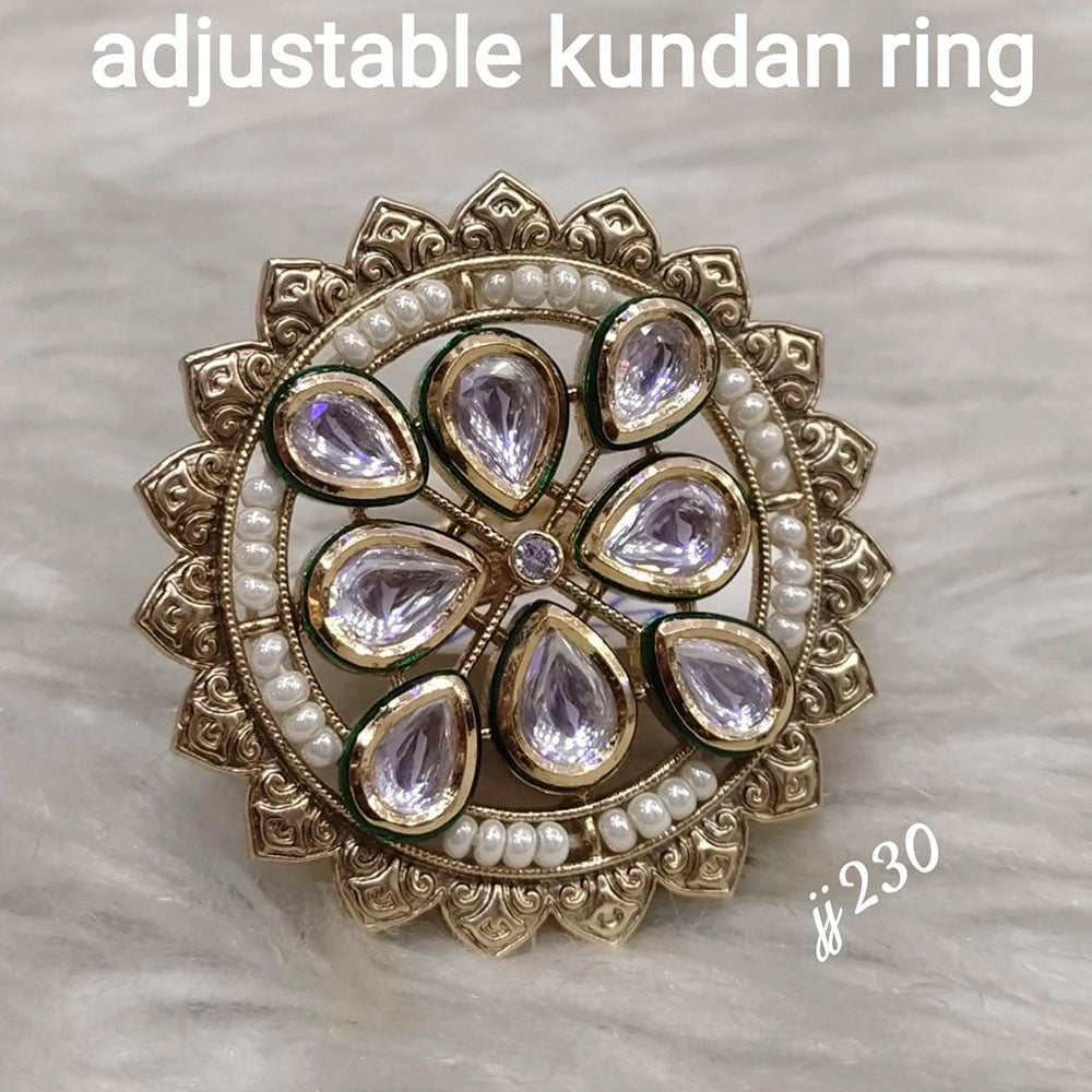 Jain Jewellers Kundan Stone Adjustable Ring - 11062594