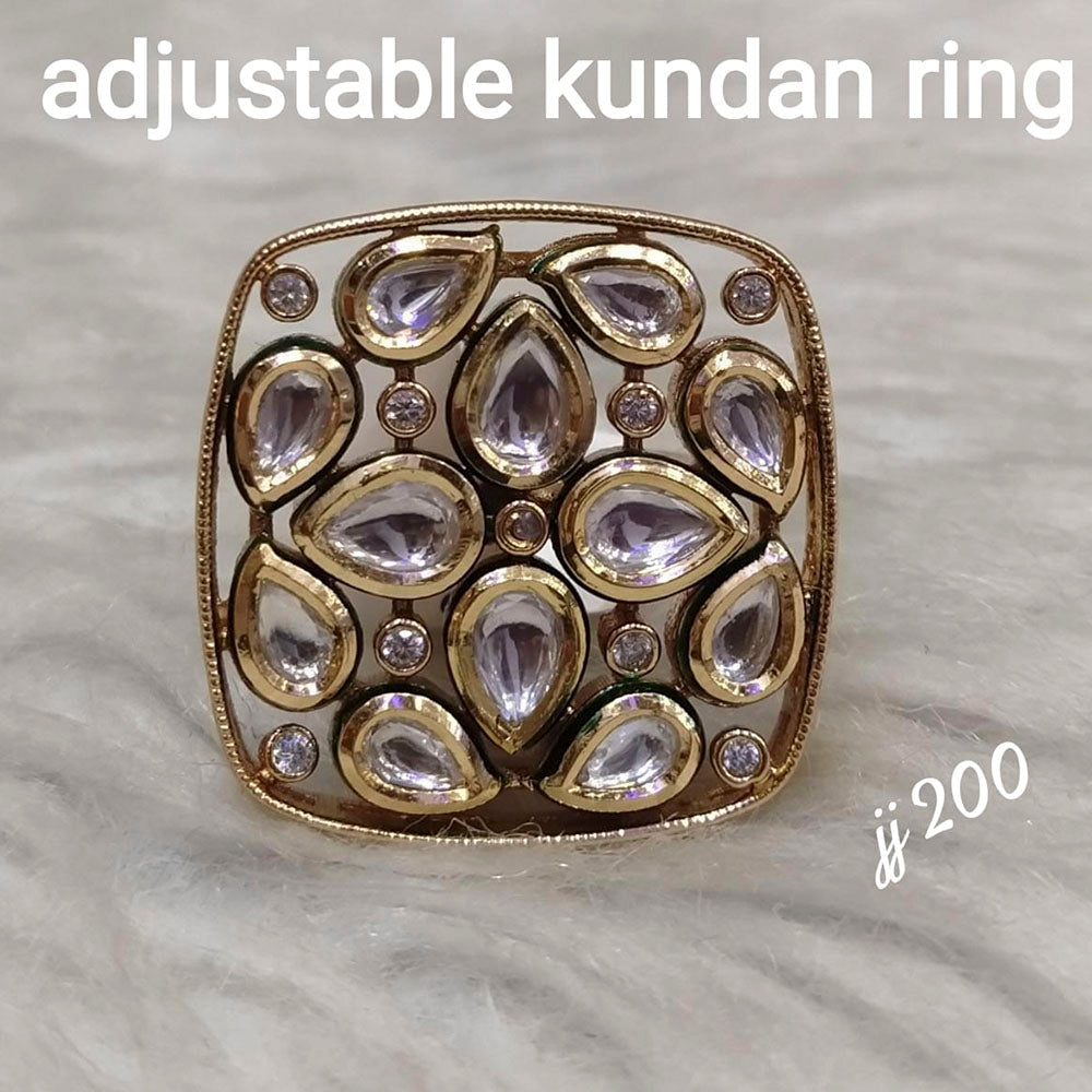 Jain Jewellers Kundan Stone Adjustable Ring - 11062598