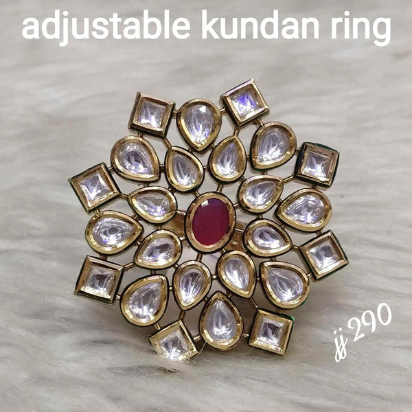 Jain Jewellers Kundan Stone Adjustable Ring - 11062599