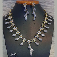 Jain Jewellers Gold Plated American Diamond Necklace Set - 11062630