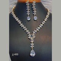 Jain Jewellers Gold Plated American Diamond Necklace Set - 11062631