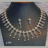 Jain Jewellers Gold Plated American Diamond Necklace Set - 11062632