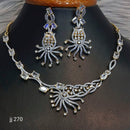 Jain Jewellers Gold Plated American Diamond Necklace Set - 11062637