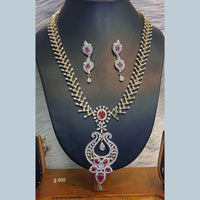 Jain Jewellers Gold Plated American Diamond Necklace Set - 11062644