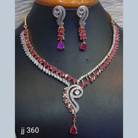 Jain Jewellers Gold Plated American Diamond Necklace Set - 11062645