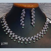 Jain Jewellers Gold Plated American Diamond Necklace Set - 11062649