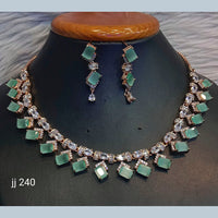 Jain Jewellers Gold Plated American Diamond Necklace Set - 11062653