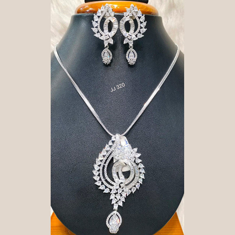 Jain Jewellers American Diamond Pendant Set - 11062750