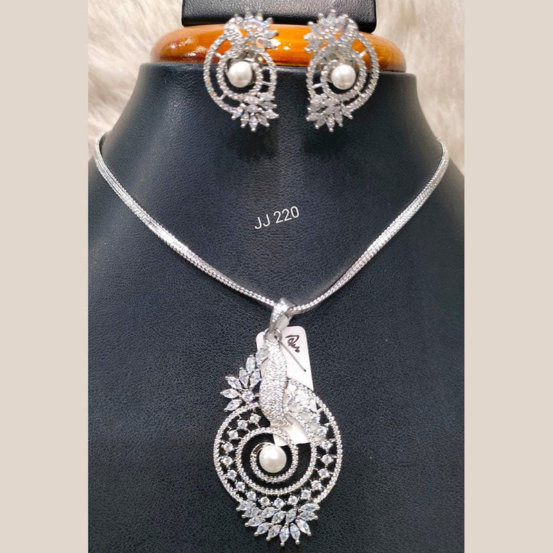 Jain Jewellers American Diamond Pendant Set - 11062752