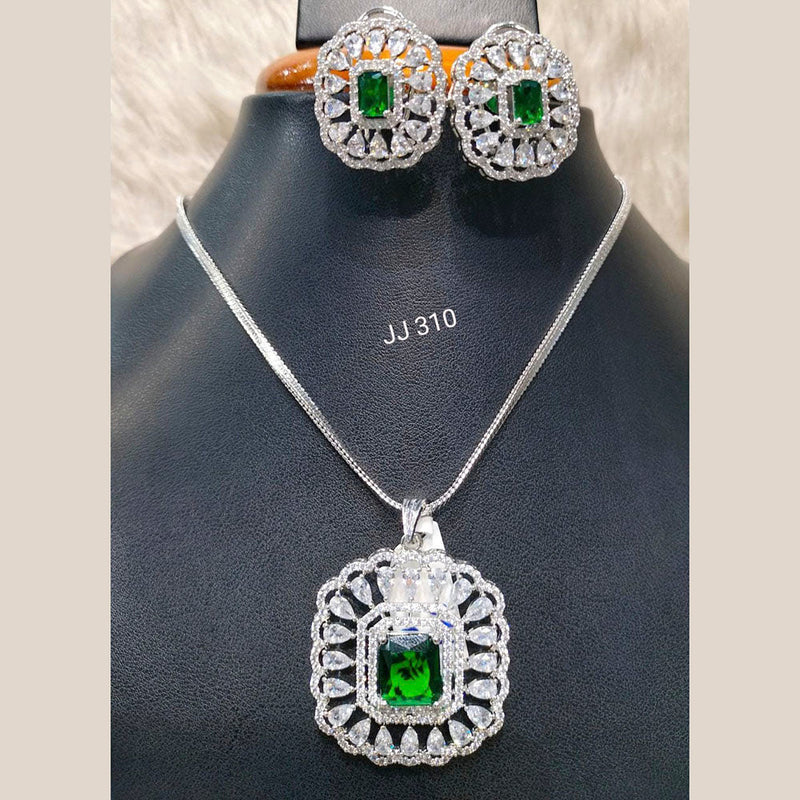 Jain Jewellers American Diamond Pendant Set - 11062754