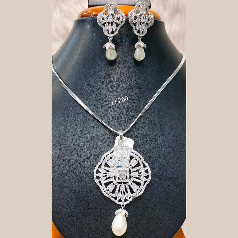 Jain Jewellers American Diamond Pendant Set - 11062756