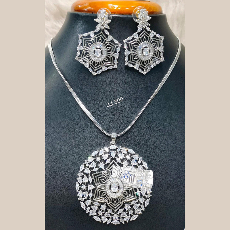 Jain Jewellers American Diamond Pendant Set - 11062758