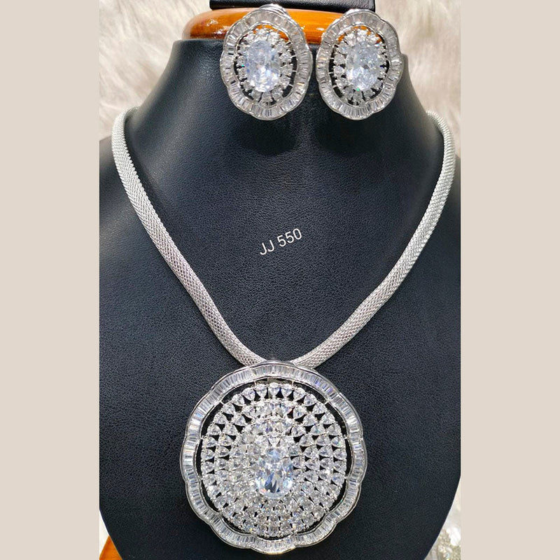 Jain Jewellers American Diamond Pendant Set - 11062763