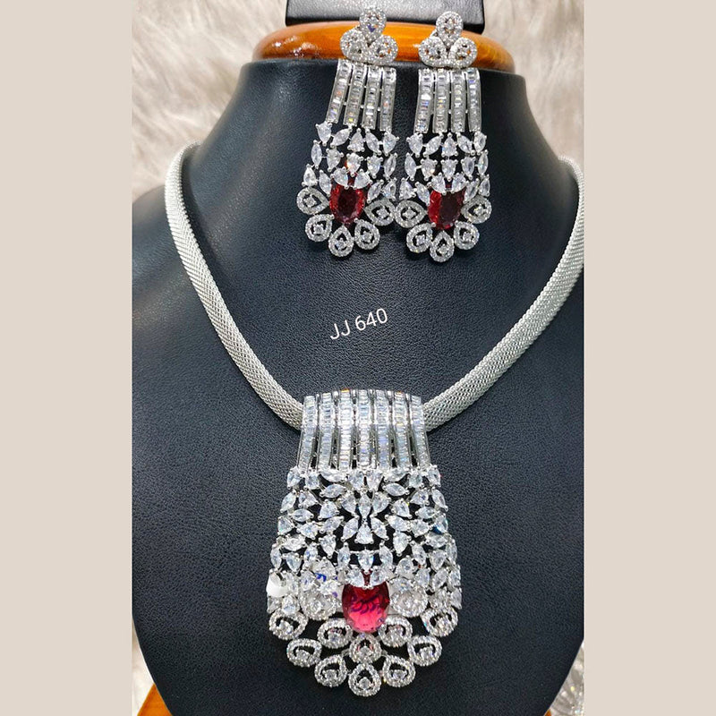 Jain Jewellers American Diamond Pendant Set - 11062764