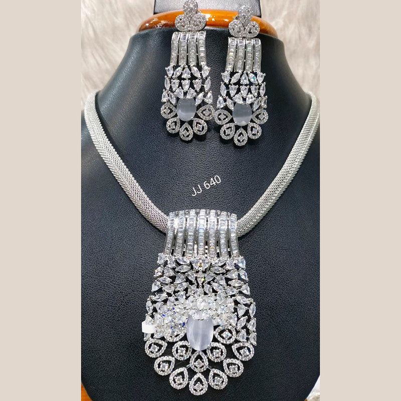 Jain Jewellers American Diamond Pendant Set - 11062766
