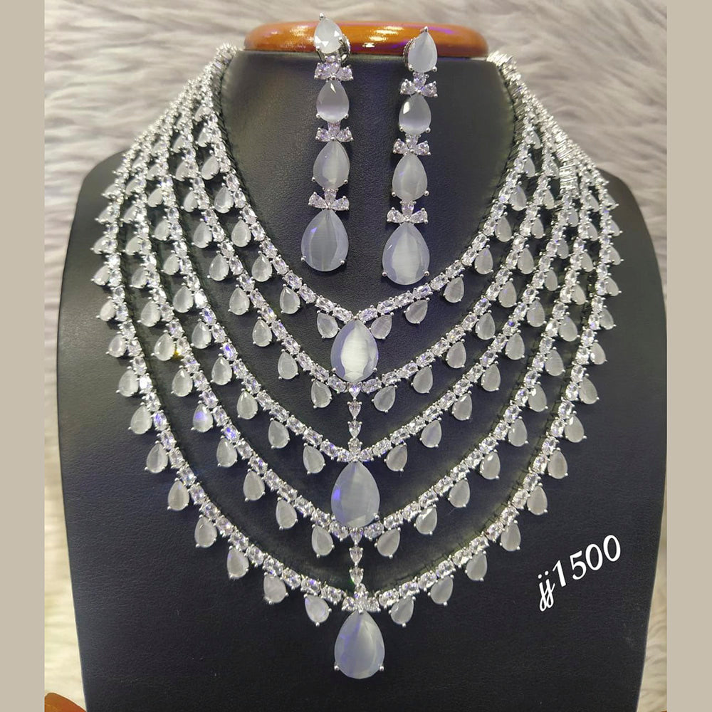 Jain Jewellers Gold Plated American Diamond Necklace Set