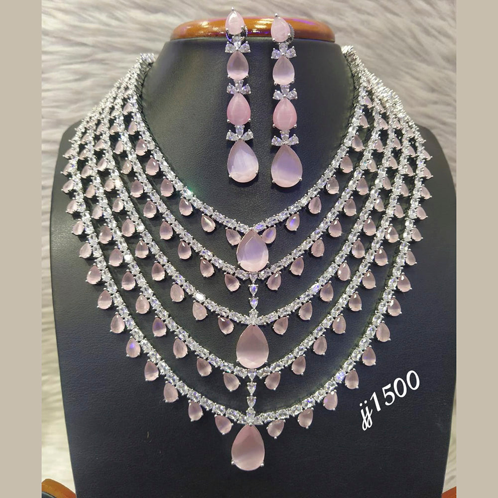 Jain Jewellers Gold Plated American Diamond Necklace Set