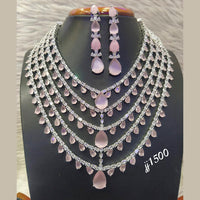 Jain Jewellers Gold Plated American Diamond Necklace Set