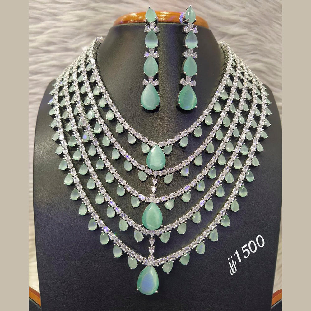 Jain Jewellers Gold Plated American Diamond Necklace Set