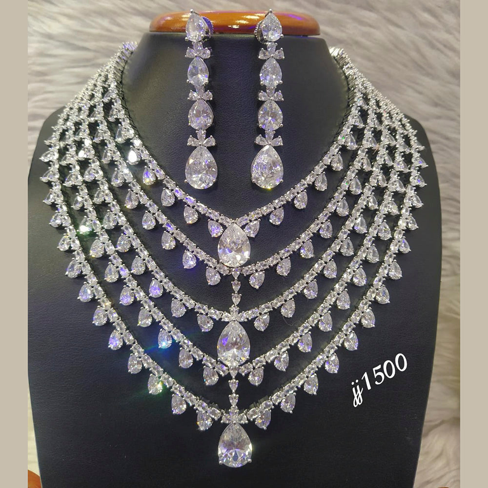 Jain Jewellers Gold Plated American Diamond Necklace Set