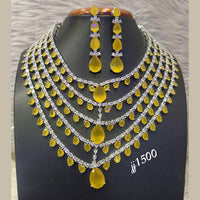 Jain Jewellers Gold Plated American Diamond Necklace Set