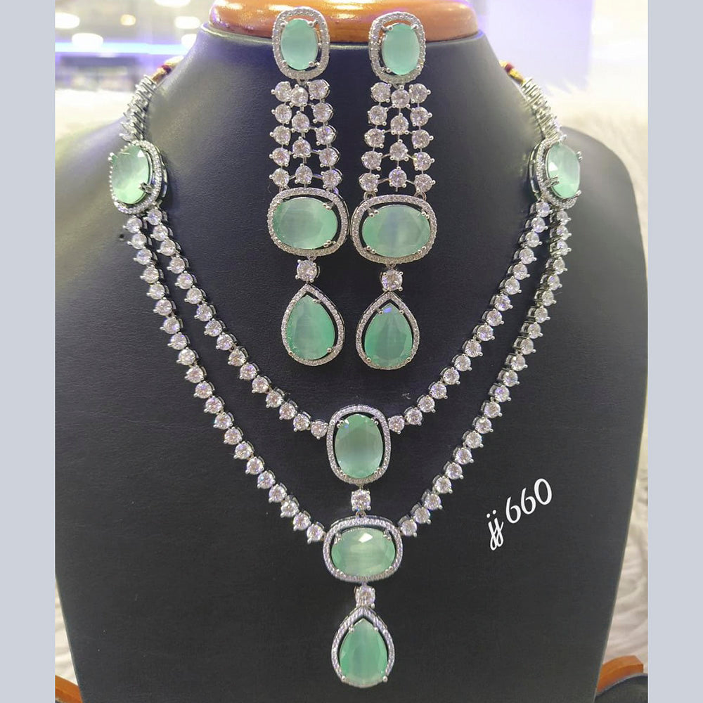 Jain Jewellers Gold Plated American Diamond Necklace Set