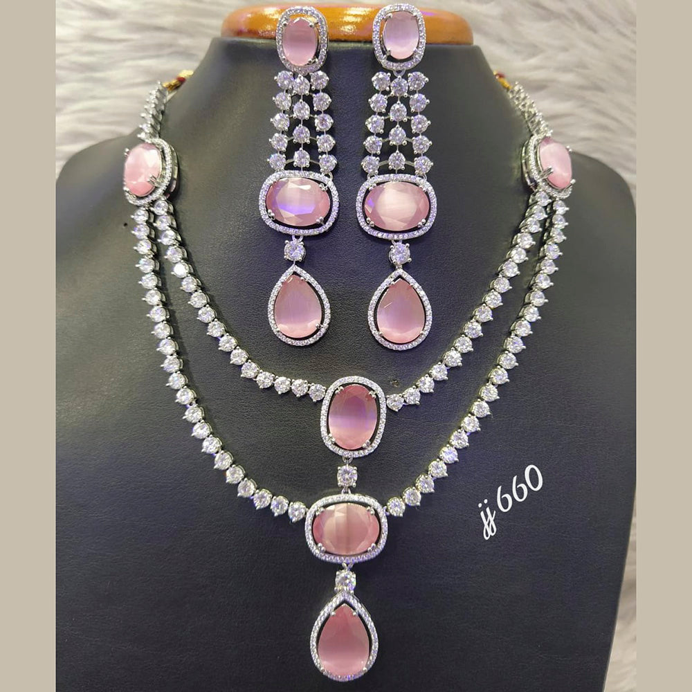 Jain Jewellers Gold Plated American Diamond Necklace Set