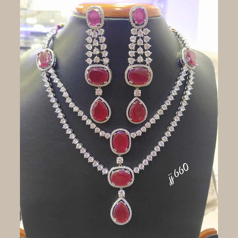 Jain Jewellers Gold Plated American Diamond Necklace Set