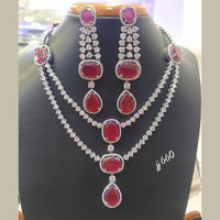 Jain Jewellers Gold Plated American Diamond Necklace Set