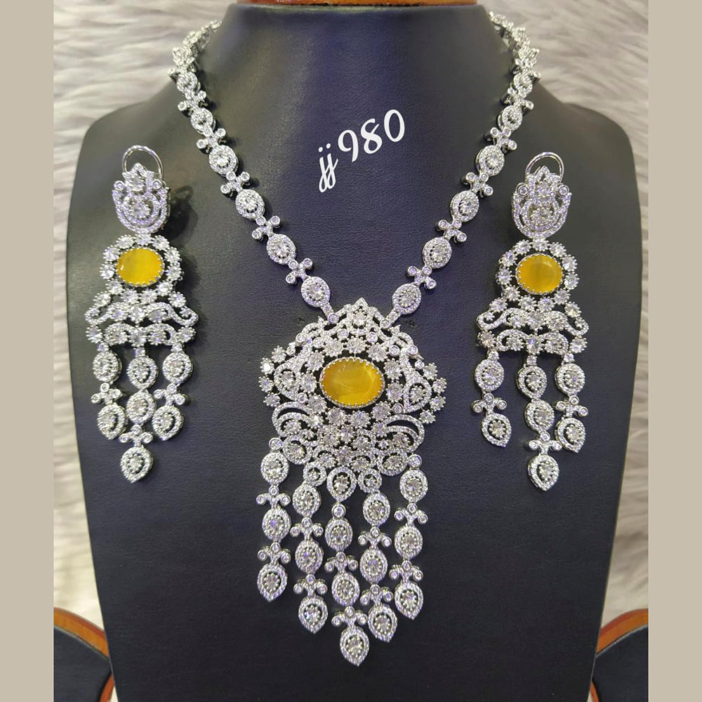 Jain Jewellers Gold Plated American Diamond Necklace Set