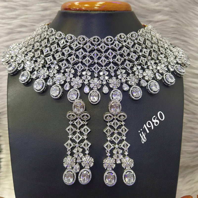 Jain Jewellers Gold Plated American Diamond Necklace Set