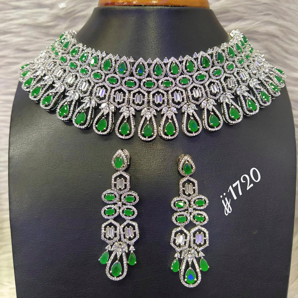 Jain Jewellers Gold Plated American Diamond Necklace Set
