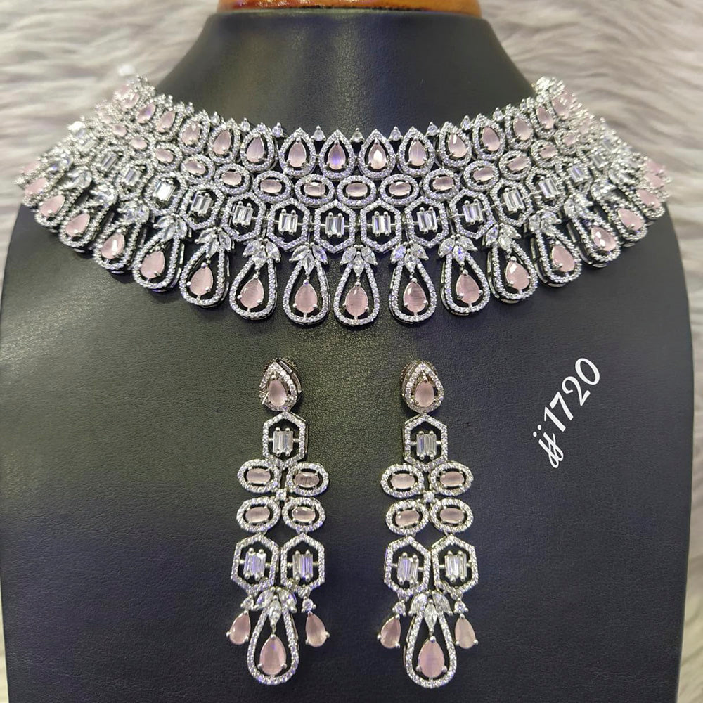Jain Jewellers Gold Plated American Diamond Necklace Set