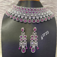 Jain Jewellers Gold Plated American Diamond Necklace Set