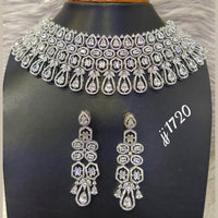 Jain Jewellers Gold Plated American Diamond Necklace Set