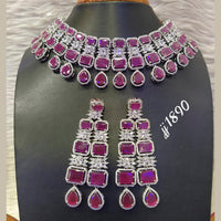 Jain Jewellers Gold Plated American Diamond Necklace Set