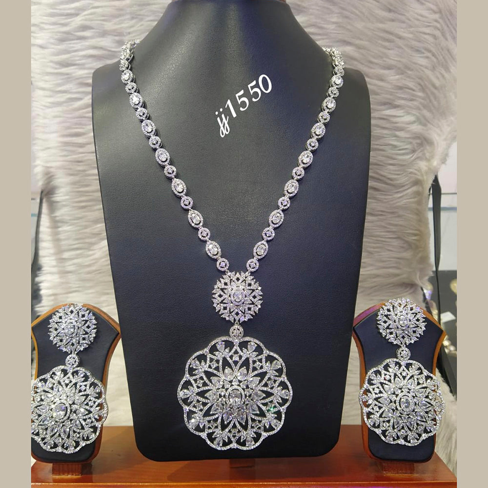 Jain Jewellers Gold Plated American Diamond Necklace Set