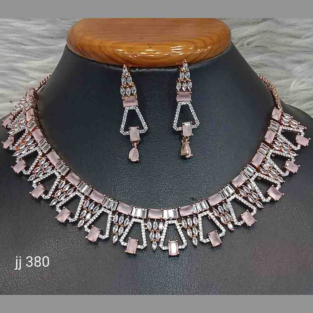 Jain Jewellers Gold Plated American Diamond Necklace Set