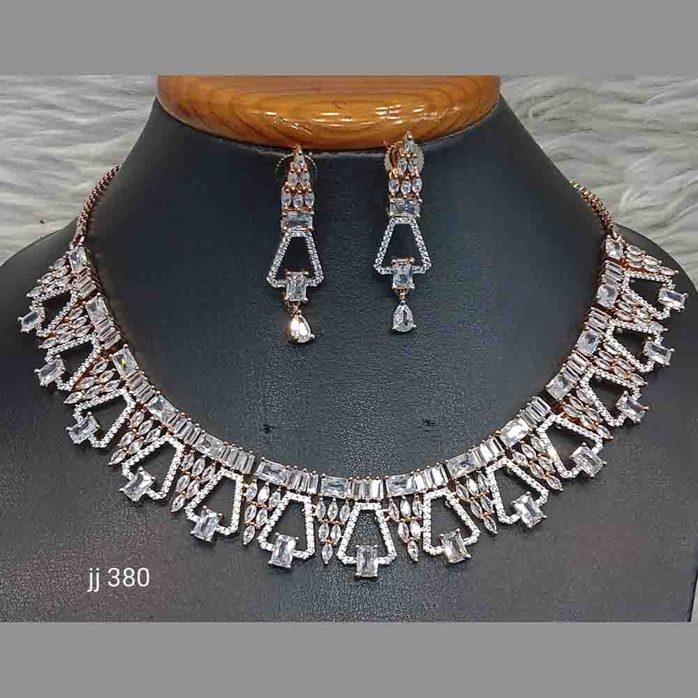 Jain Jewellers Gold Plated American Diamond Necklace Set
