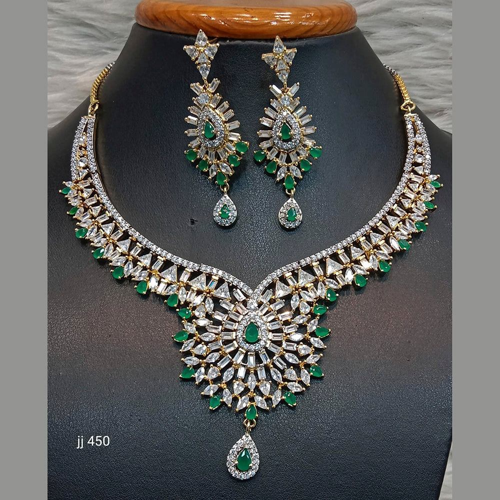 Jain Jewellers Gold Plated American Diamond Necklace Set