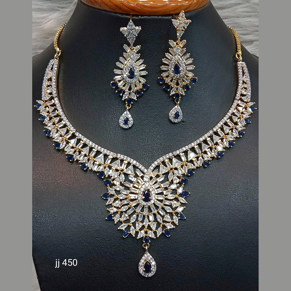 Jain Jewellers Gold Plated American Diamond Necklace Set