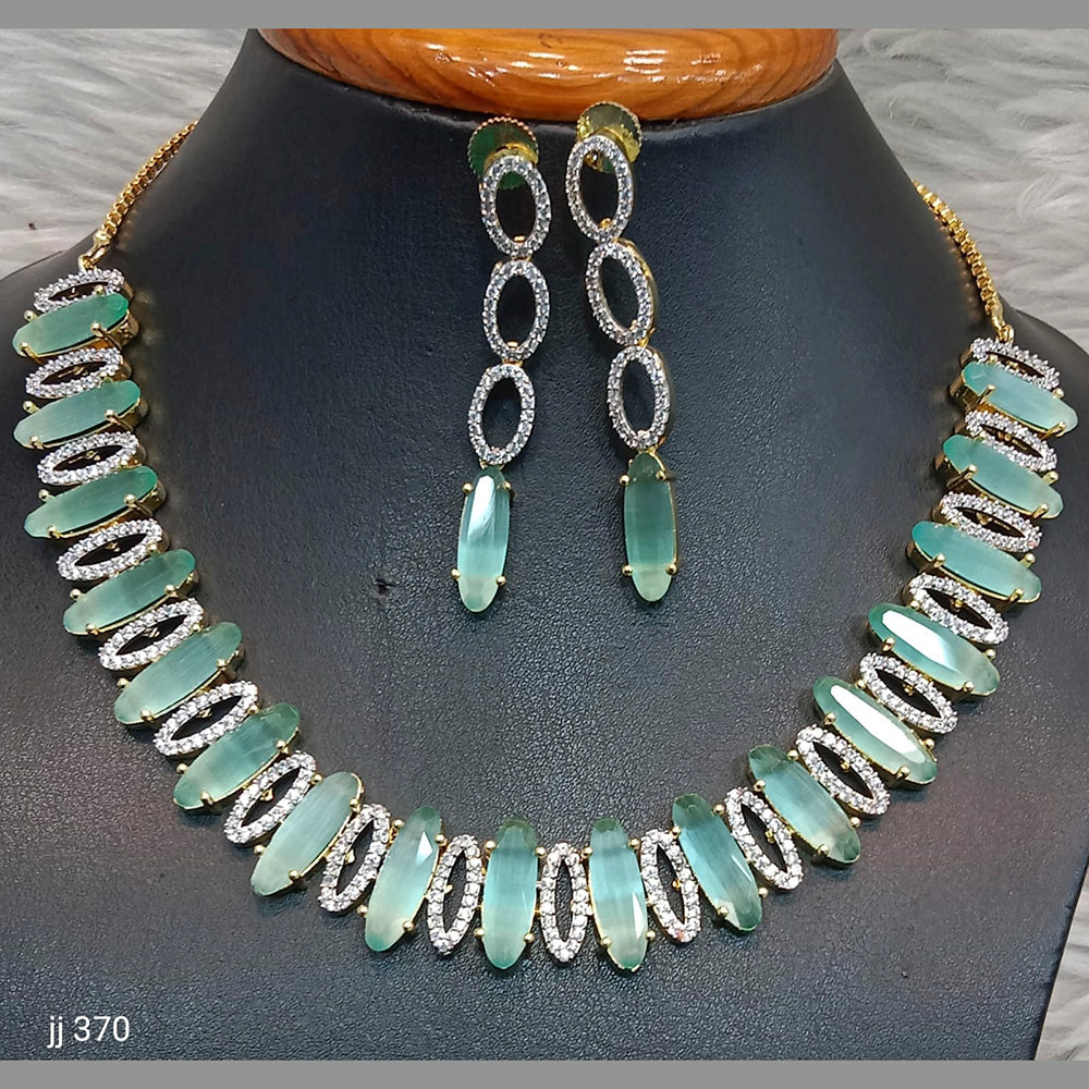 Jain Jewellers Gold Plated American Diamond Necklace Set