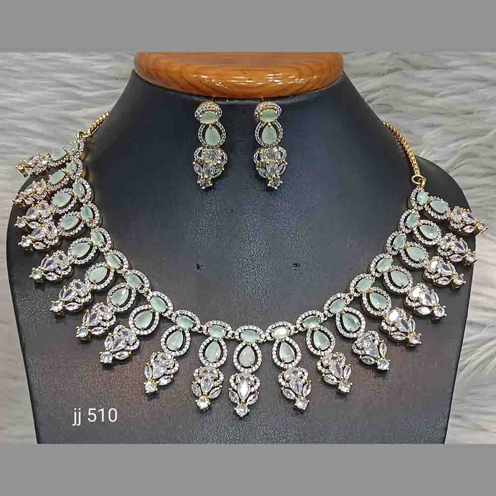 Jain Jewellers Gold Plated American Diamond Necklace Set