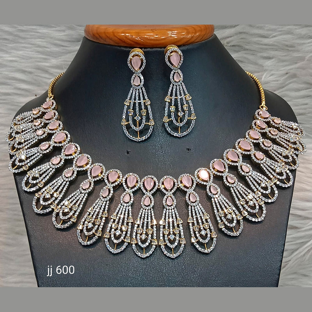 Jain Jewellers Gold Plated American Diamond Necklace Set
