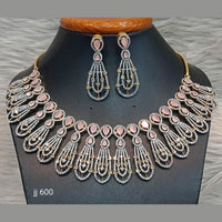 Jain Jewellers Gold Plated American Diamond Necklace Set