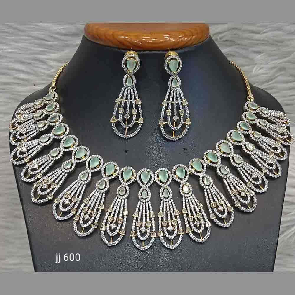 Jain Jewellers Gold Plated American Diamond Necklace Set